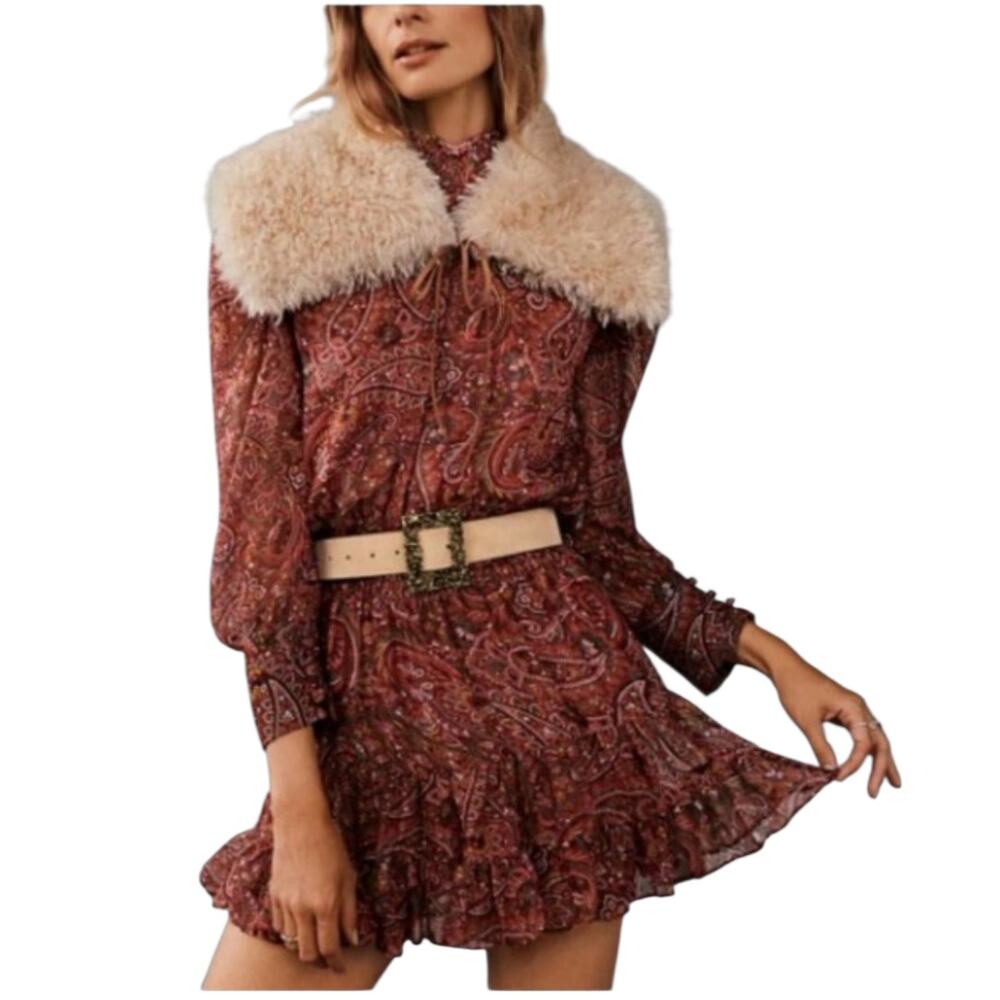 MISA Los Angeles Gianna Paisley Ruffle Mini Dress NWT Boho Prairie